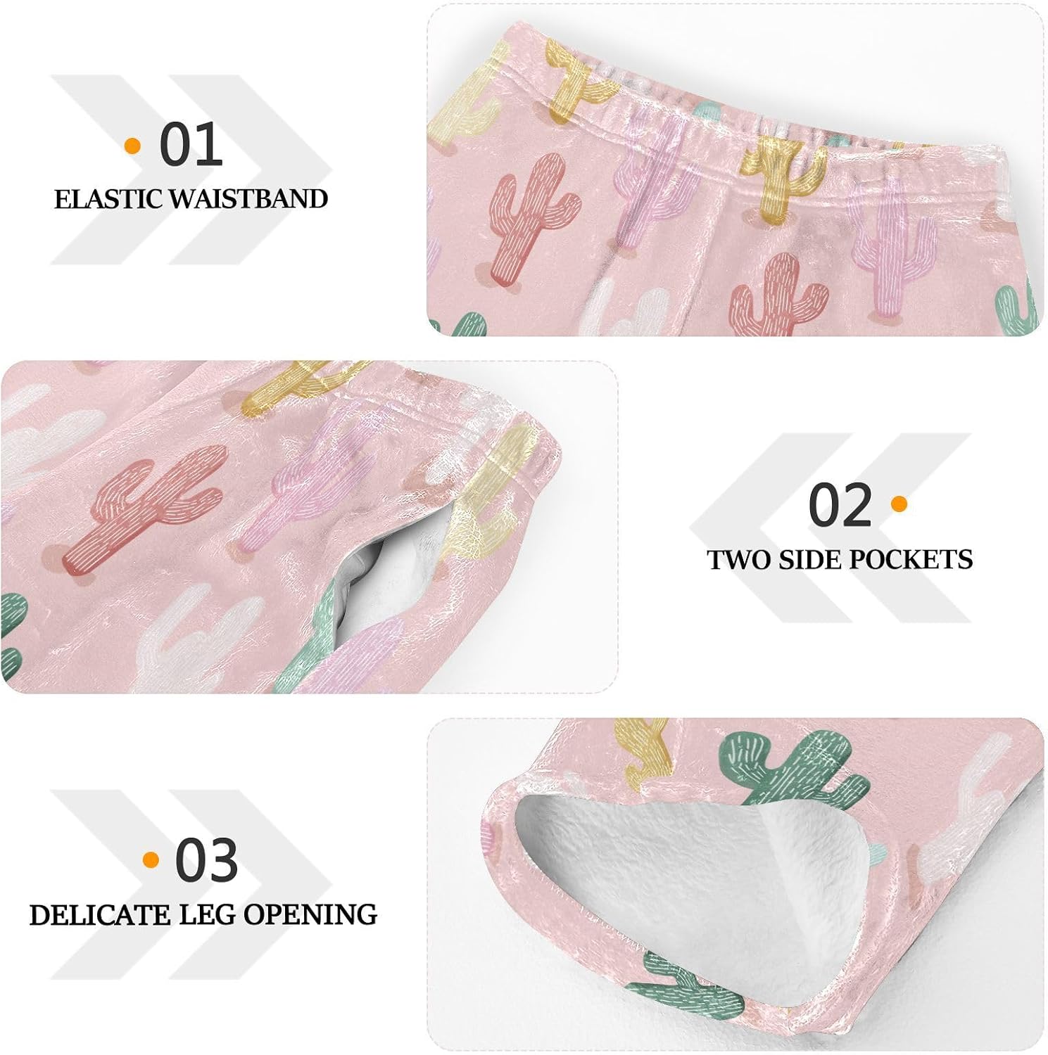 Cactus Pastel Pattern Boys Pants for Kids Fleece Bottoms Long Jogger Pants Trousers with Pockets Size 6-14Y