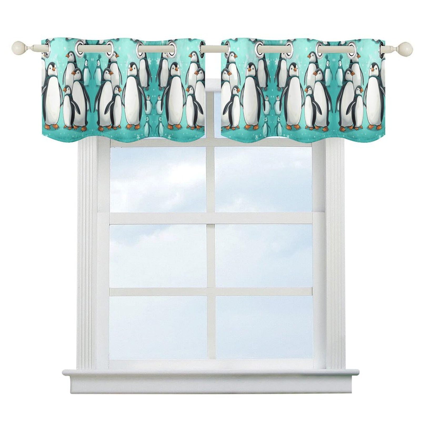Rideau court motif pingouins mignons art moderne pour la maison
