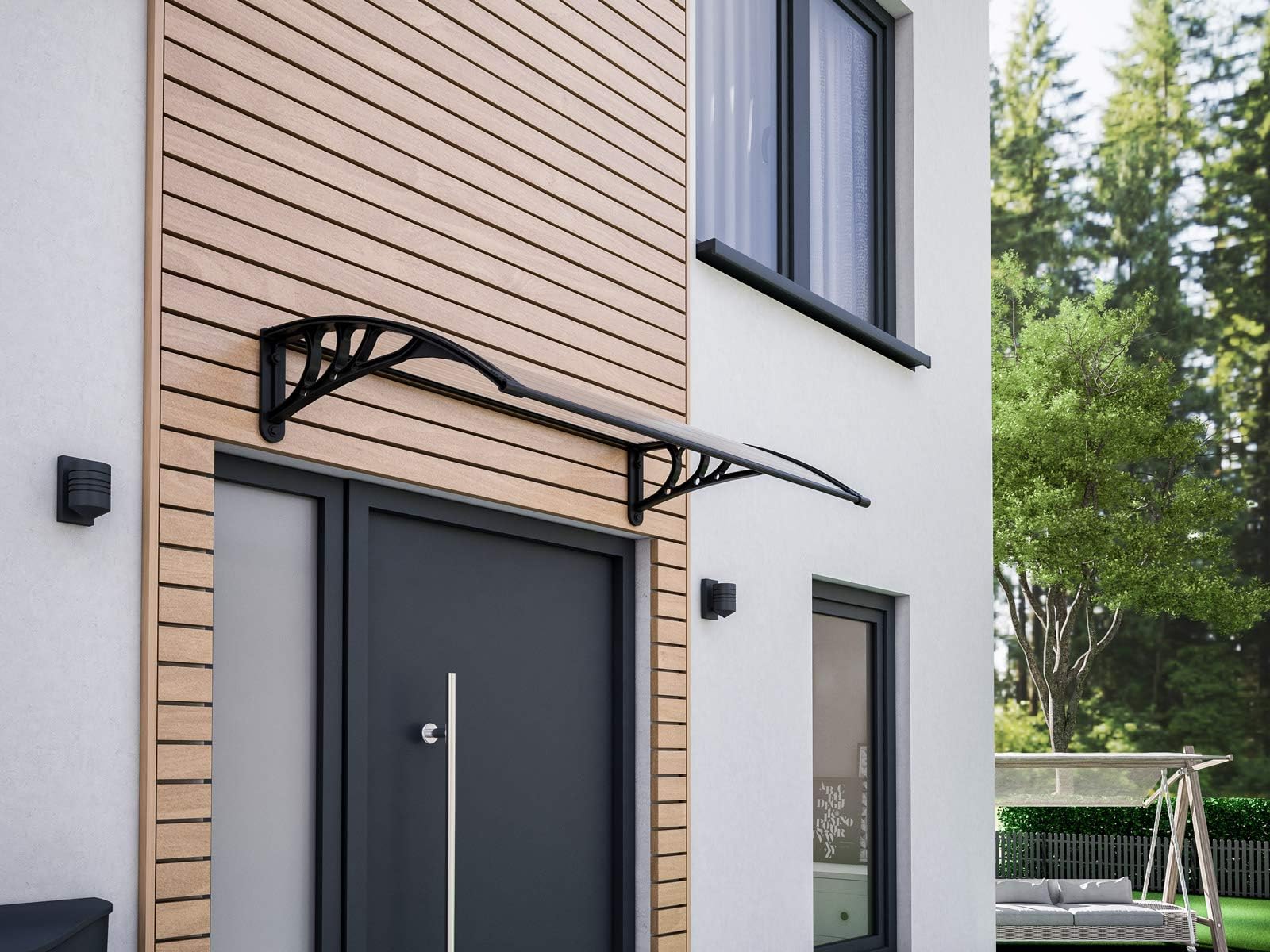 Auvent De Porte Entrée,Toit Marquise En Polycarbonate Pour Porche,Auvent Fenêtre Invisible, Marquise De Porte D'Entrée,Marquise Porte D'Entrée Coupe- Vent,Protection UV ( Size : 40*280cm/15.7*110.2in