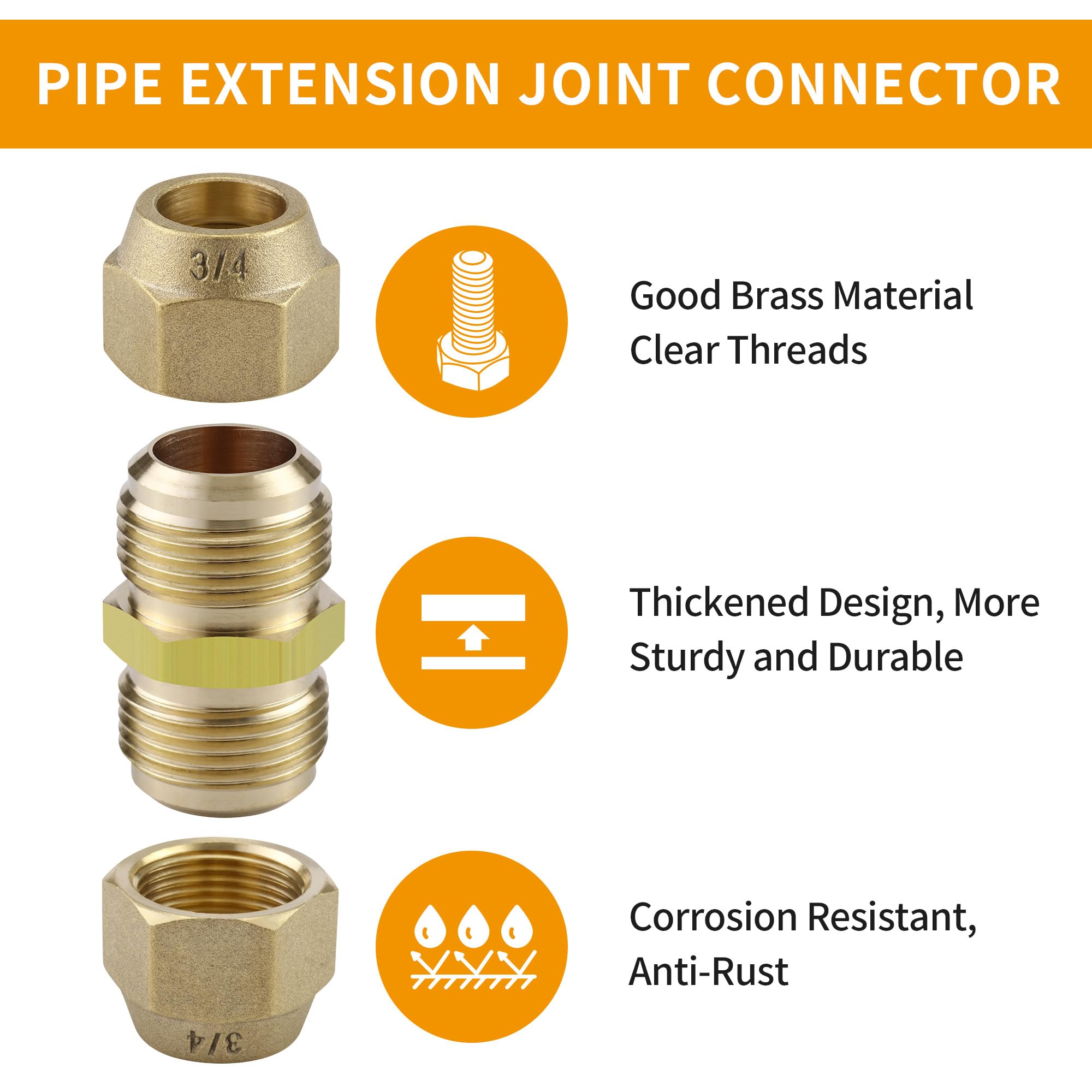 2 Pieces Copper Pipe Extension Joint Connectors For Air Conditioning Pipe Coupling Adapter With Impact Nuts And Connectors For Copper Pipe Diameter 3/8 And 1/4 Inch