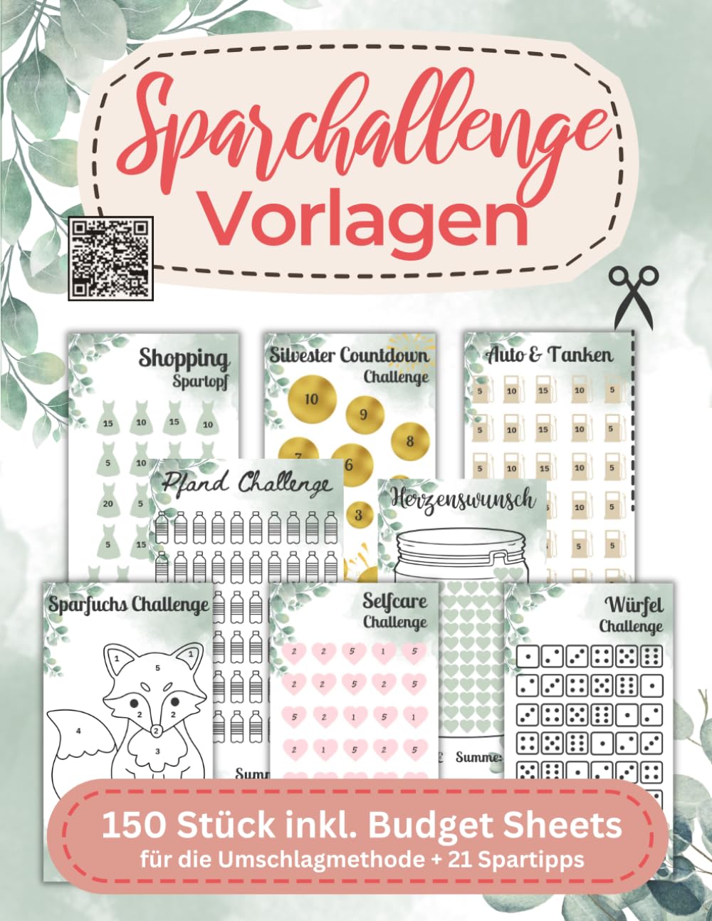 SKYDUE Budget Planner Deutsch, Sparchallenge Budgetplaner, Sparbuch Für Geld Finanzplaner,Haushaltsbuch Mit Geldfächer, Cash Stuffing Challenge Binder, Sparbuch Umschlagmethode (Rosa