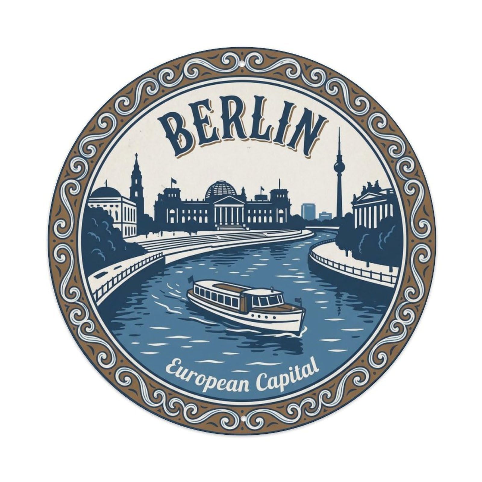 Vintage Travel Berlin Germany Memory 1 Metal Tin Sign
