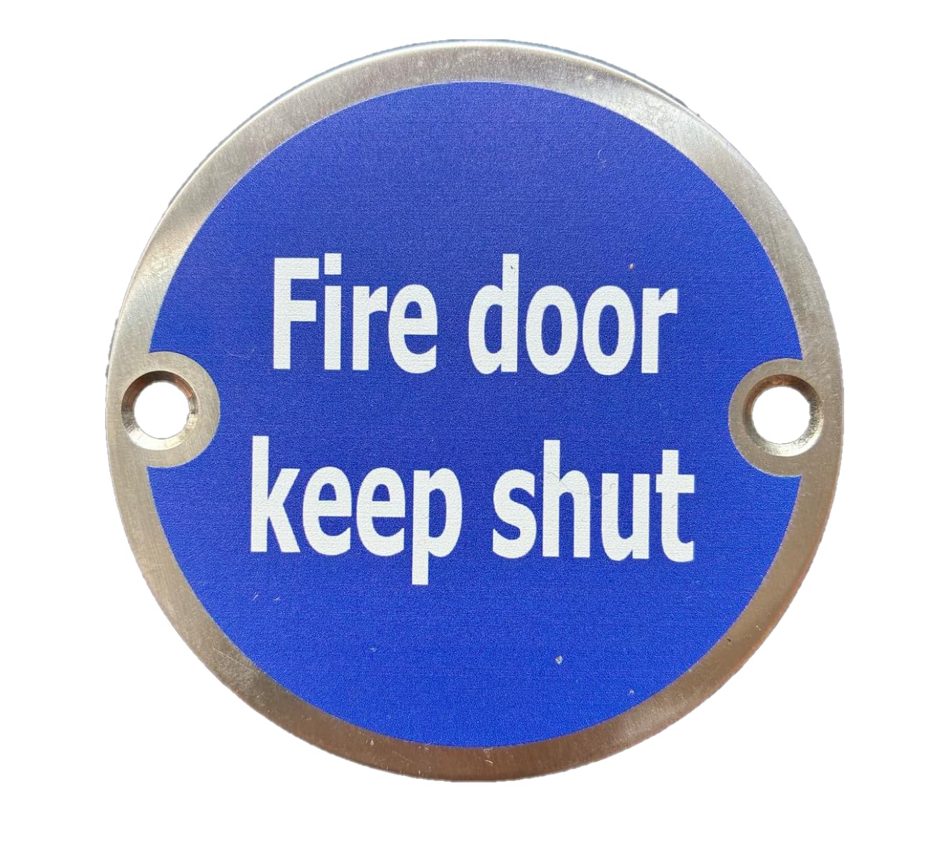 Iwee Ltd. Stainless Steel "Fire Door Keep Shut" Safety Sign, 76mm Disc, Stainless Steel Safety Sign, Fixings Included - Image 2