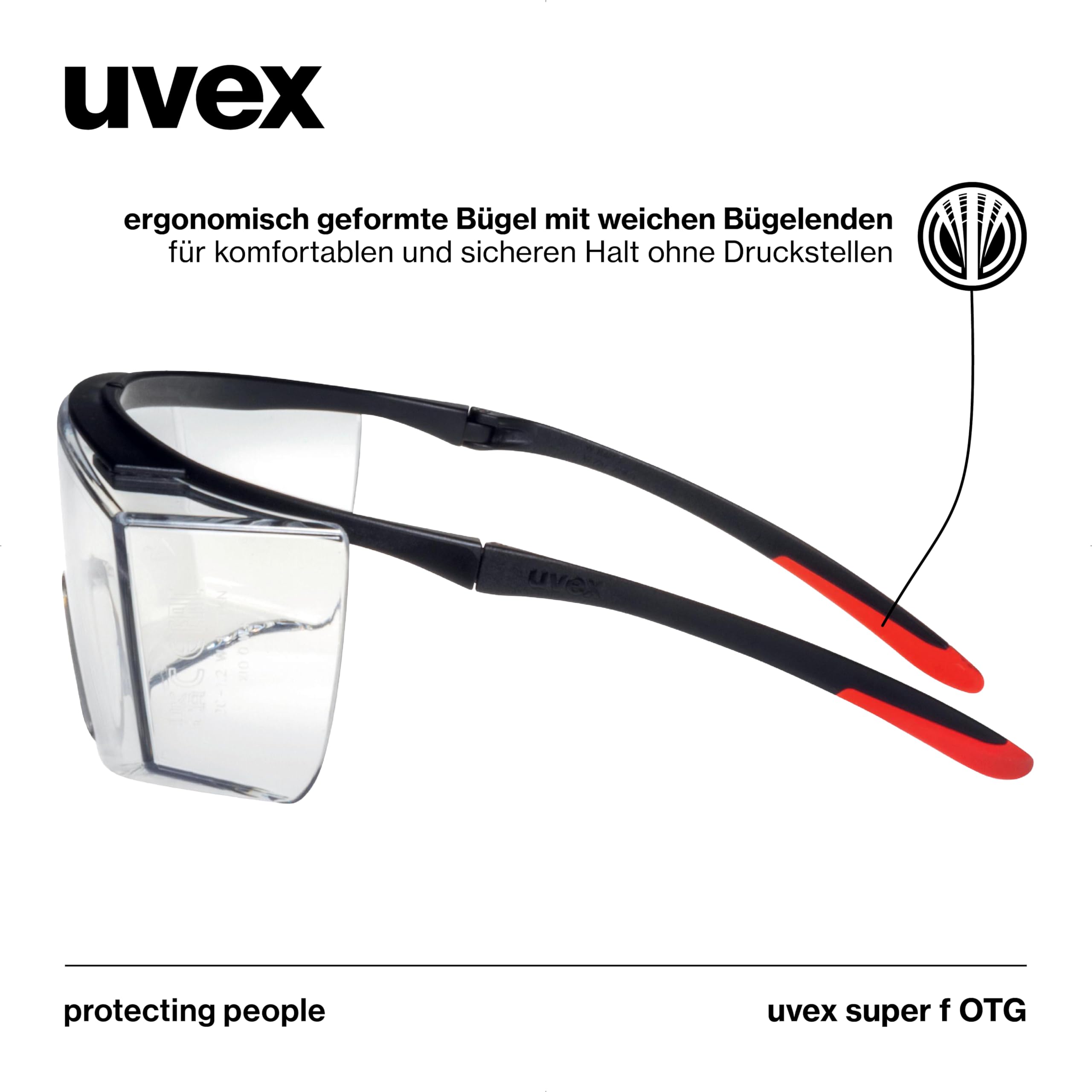 Uvex Super F OTG okulary ochronne dla osób noszących okulary, ochrona przed zaparowaniem, na zewnątrz bardzo odporne na zarysowania i chemikalia