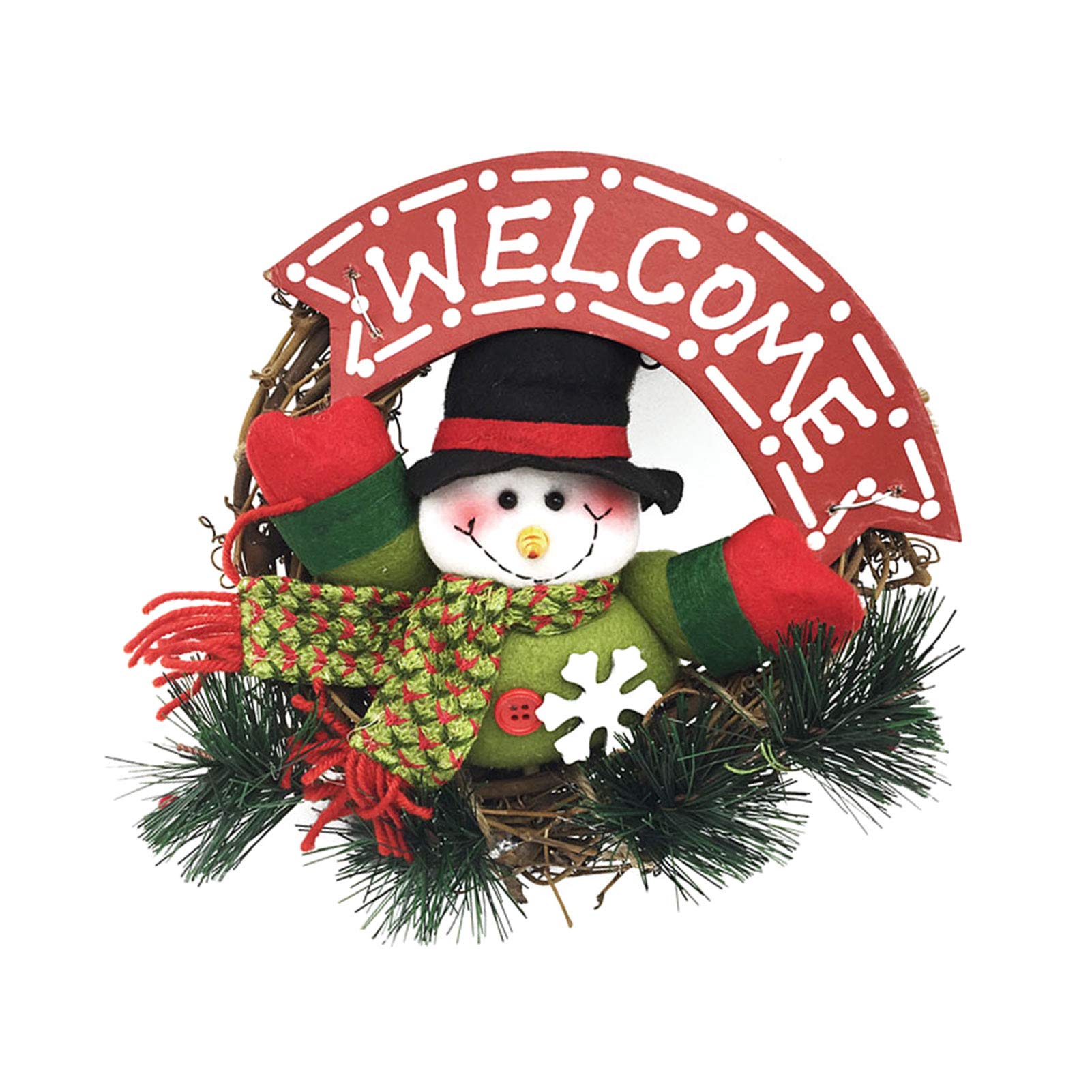 Coronas de Navidad del muñeco, del de Coronas de Navidad Adornos,Decoraciones para árboles De Navidad de ratán Decoraciones para la Puerta Delantera Inicio suspensión de la Pared Decoración