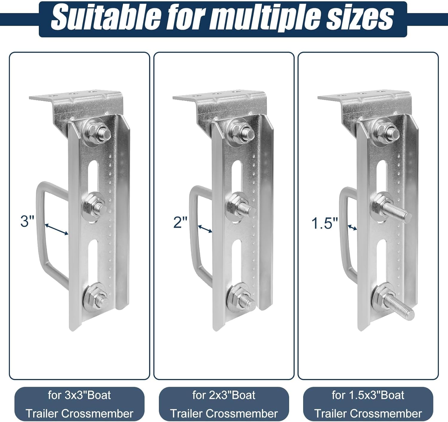 Boat Trailer Bunk Brackets, 8" Galvanized Swivel Top Bunk Bracket Kit with Hardware, Suitable for 1.5" x 3", 2" x 3", 3" x 3" Boat Trailer Crossmember by MCCKLE (8 PCS)