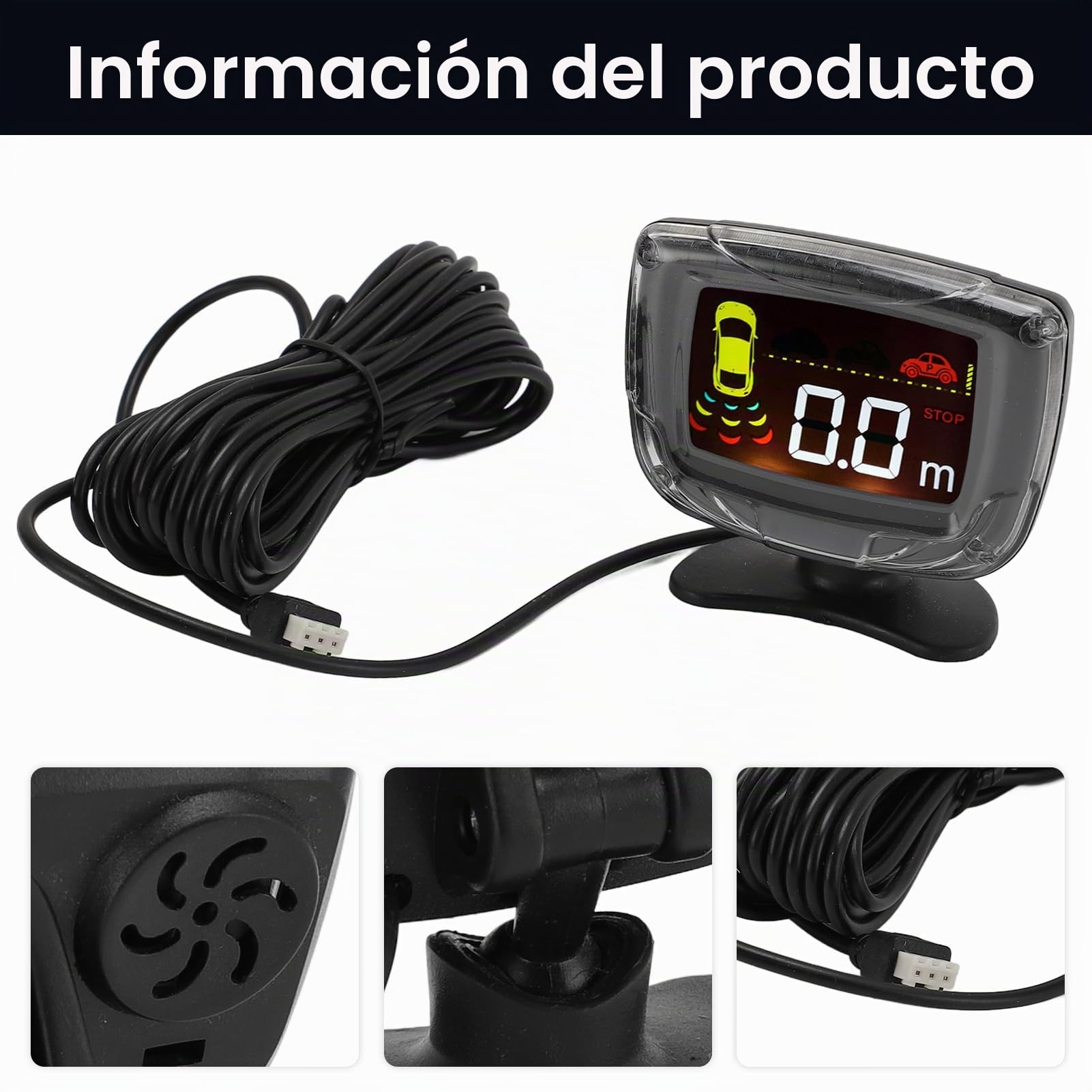 Garsent de ra Dar de Respaldo Inverso para Vehículo, con 4 Sensores de Estacionamiento, Kit de Detección de Distancia Trasera, Advertencia de Sonido por Voz, Monitor de Pantalla LCD,