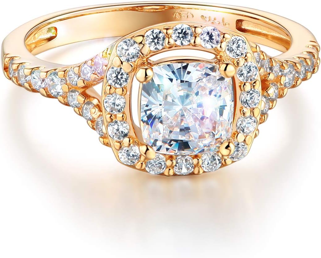 Wellingsale Ladies Solid 14k Yellow -OR- White Gold Polished CZ Cubic Zirconia Round Cut Halo Engagement Ring with Side Stones