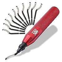 Vista 7 de AFA Tooling - Herramienta de desbarbado con 11 cuchillas HSS M2 - Mango de aluminio micropulido y anodizado con agarre moleteado de diamante - Ideal