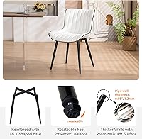 Vista 7 de YOUNUOKE Mid-Century Modern Dining Chairs Set of 2, White PU Leather Upholstered Kitchen Chairs with Black Metal Legs, Armless Accent Chair for