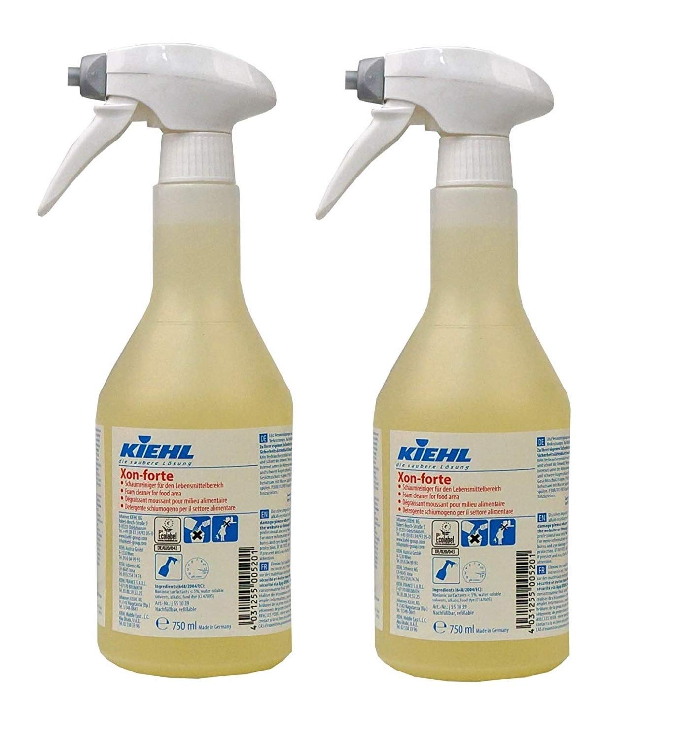 Detergente per superfici concentrato/detergente attivo per schiuma/sgrassatore per alimenti con panno in microfibra blu per superfici (2 flaconi di detergente grasso = 1,5 litri)