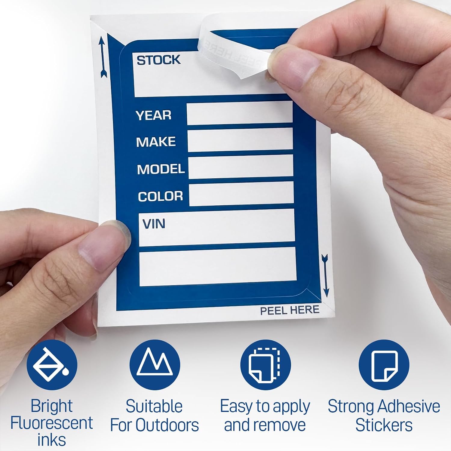 200Pcs Car Dealer Stock Stickers, 3 x 4 Inches Inventory Tracking Window Stickers for Vehicles (New & Used Cars)， Inventory Management, Auto Dealership Supplies (Blue)