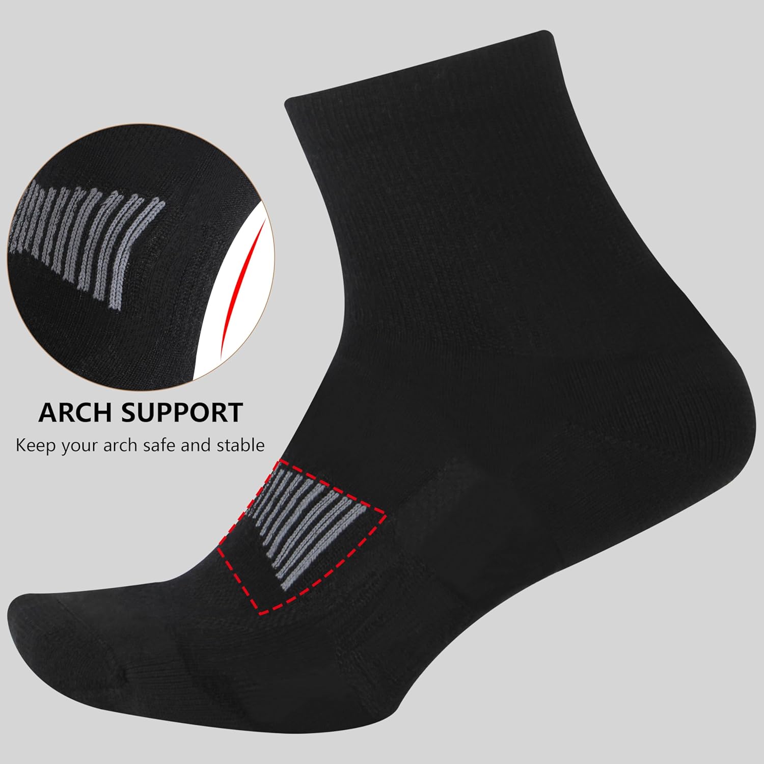 Men's Women's 90% Merino Wool Ankle Athletic Business Casual Running Arch Support Everyday Thin Wool Socks - Image 8