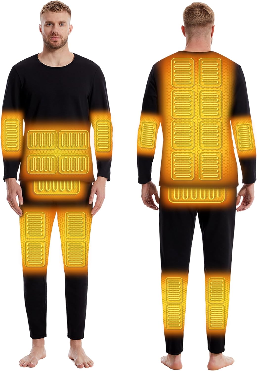 Electric Heating Underwears, Men's Thermals Top and Bottom Long Johns Set, Winter Hunting Motorcycle Heated Clothing
