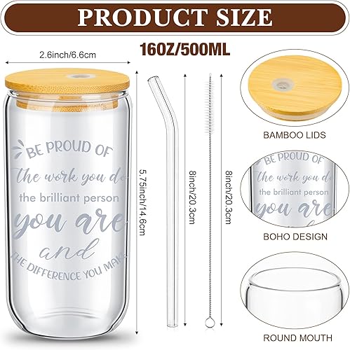 Miniatura 2 de Juego de 6 vasos de vidrio de agradecimiento para empleados, regalos de agradecimiento para empleados, compañeros de trabajo, vasos de vidrio de