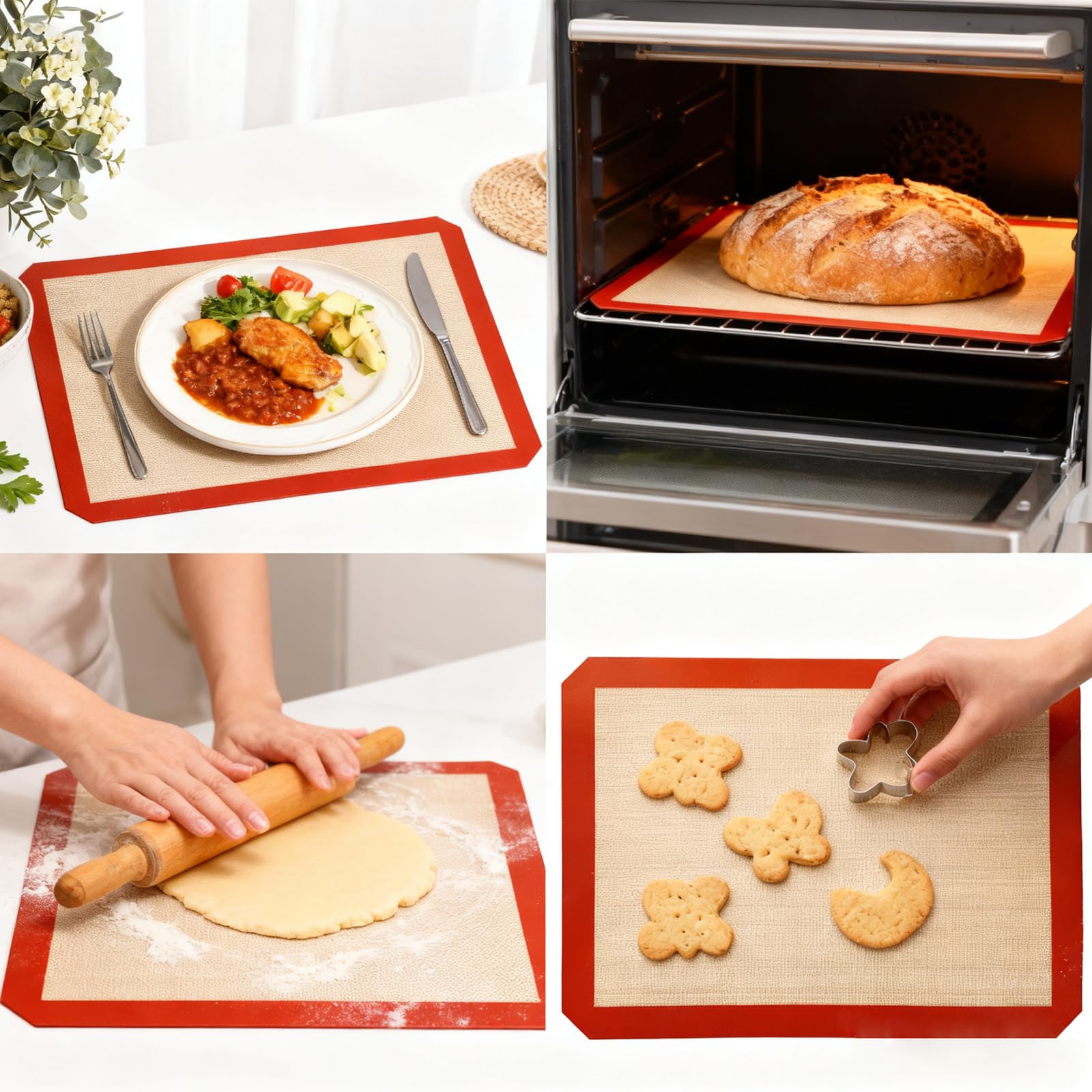 Siliconen bakmatten, anti-aanbaklaag, antislip, hittebestendig, BPA Siliconen bakmatten, anti-aanbaklaag, antislip, hittebestendig, BPA