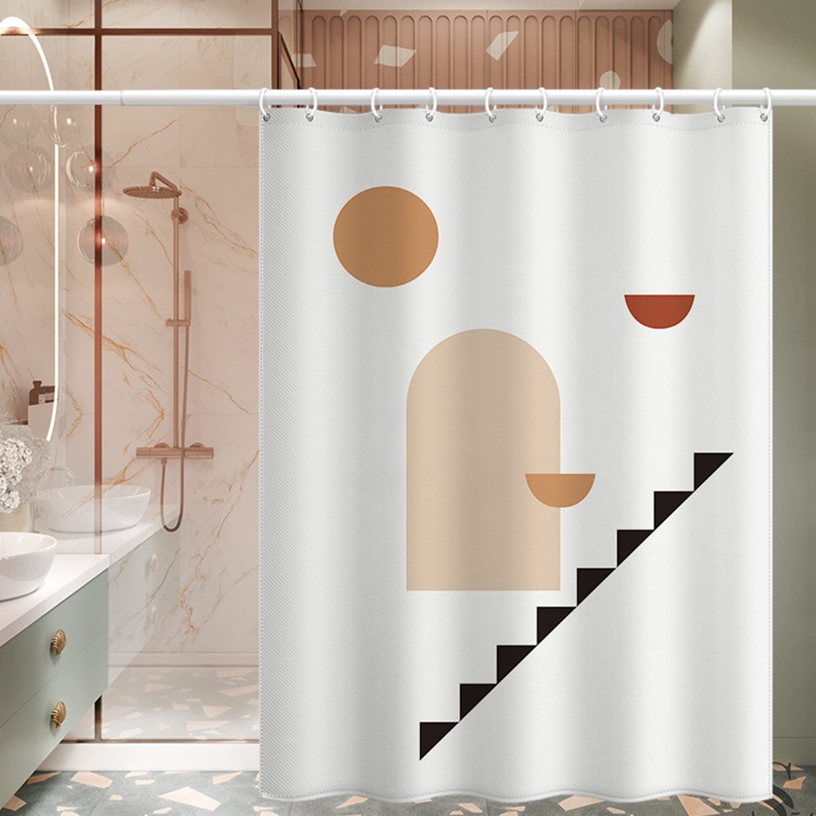 Rideau de douche salle de bain géométrique KnSam 180x200cm anti moisissure