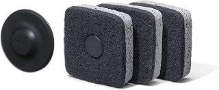 Ionic Non-Scratch Kitchen Sponge with Magnetized Holder, Dual Sided Cellulose and Scrub Pad, 3 Pack, Black/Grey