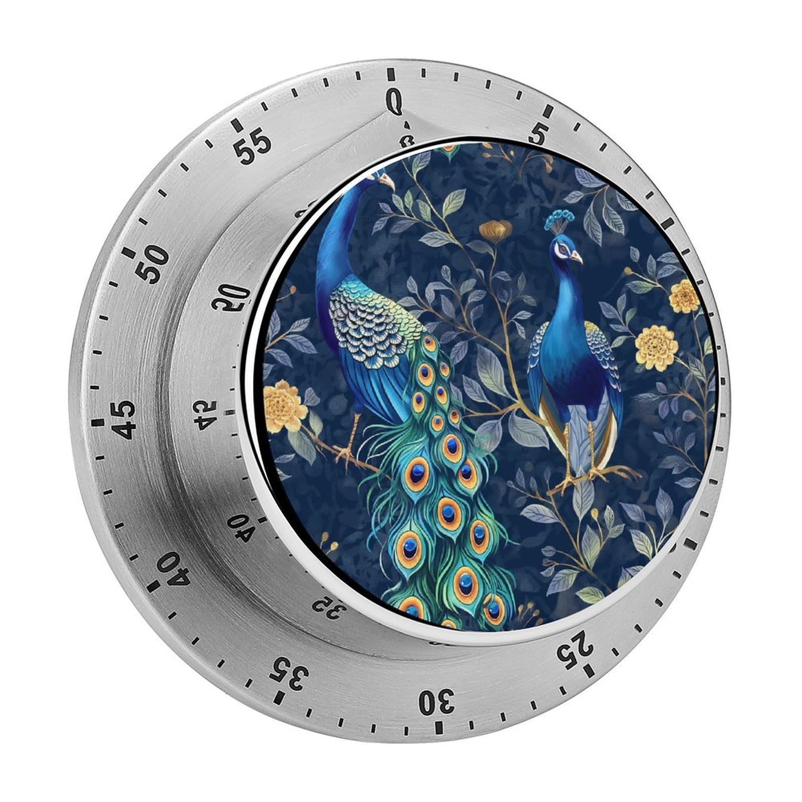Peacock Flower Kitchen Timer Magnetic Countdown Countup Timer for Cooking Baking 8x8cm