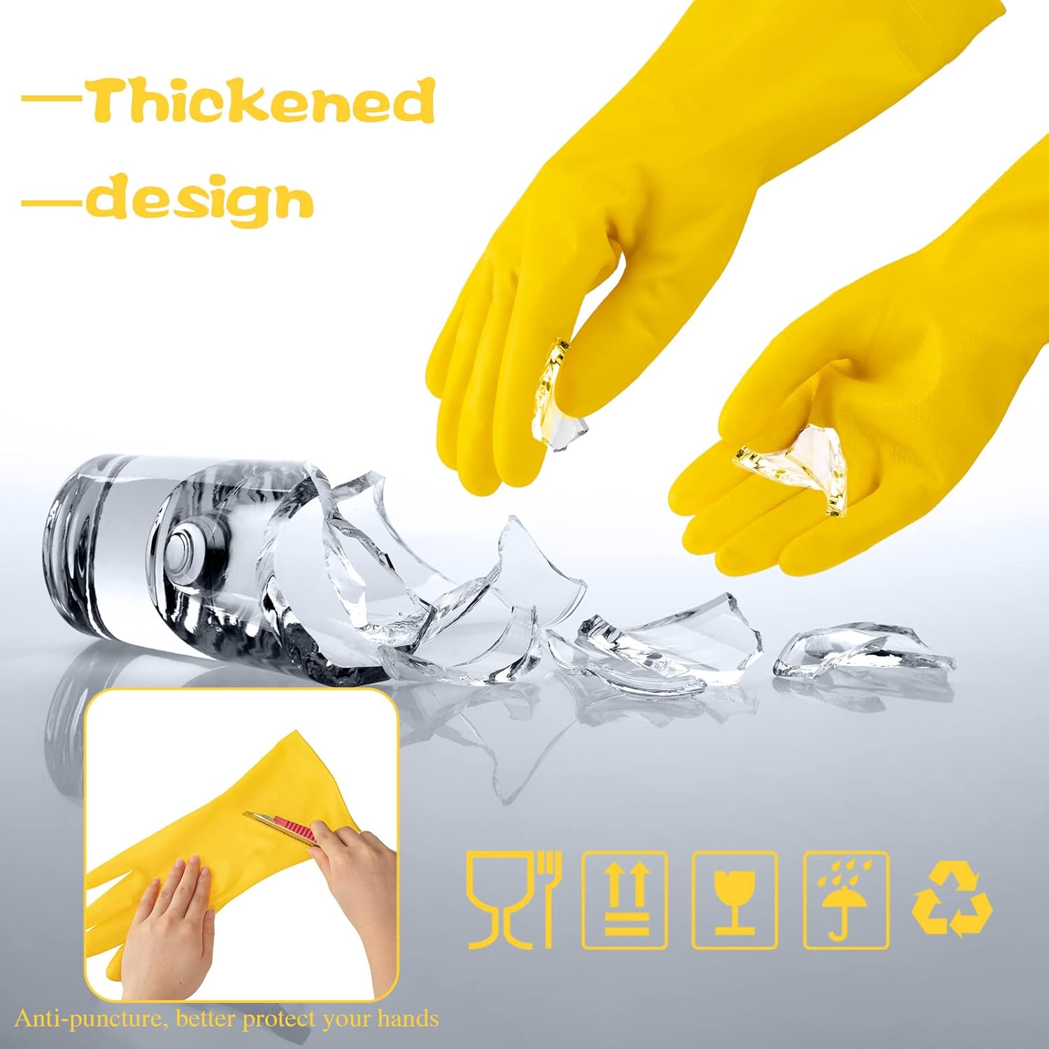Rubber Reusable Gloves Long Household Dishwashing Gloves Kitchen Cleaning for Dishes Clean Gardening