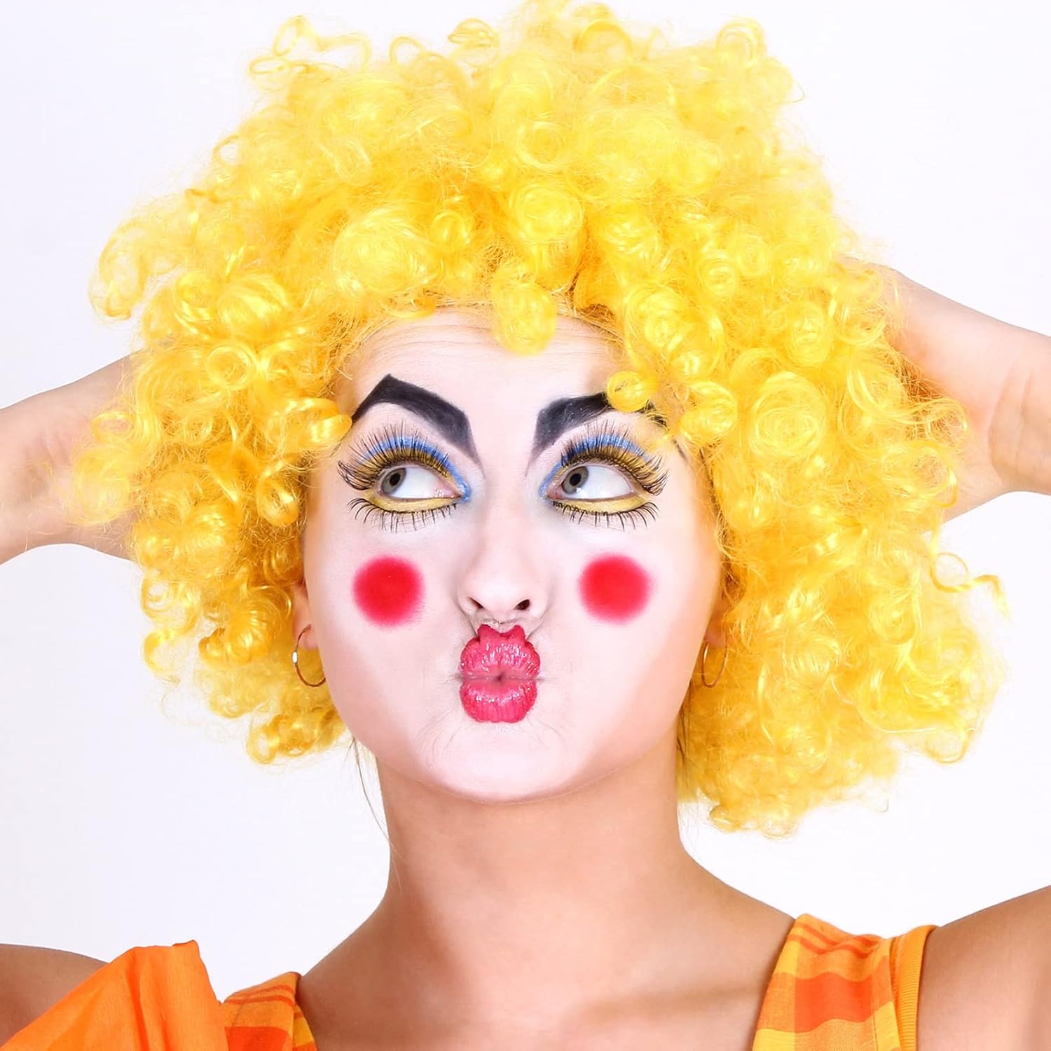 ELECLAND 7 Pieces Party Wigs and 7 Pieces Wig Cap Set, Neon Curly Afro Wigs Colorful Cosplay Wig Daily Party Hairpieces for Bachelorette Neon Party Favors, Halloween and Decorations - Image 5