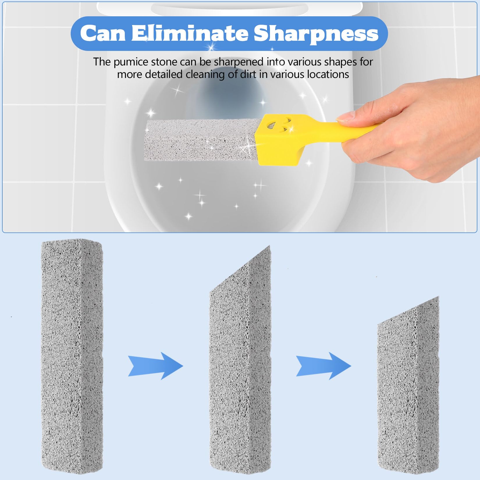 9 Pcs Piedra Pomez para Limpieza WC Baño, Bloque de Piedra Pómez Limpiador de Inodoro con 2 Mango, Pumice Stone Cleaning Block WC Reemplazable Natural para Limpiar Inodoros Piscina Baño Cocina
