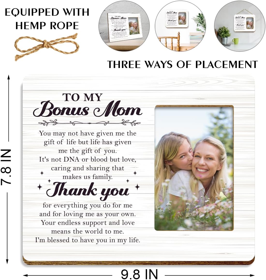 JANLAN Bonus Mom Picture Frame,Stepmom Gift for Birthday Christmas Mothers Day,Life Has Given Me the Gift of You Stepmother Photo Frame,Fits 4x6 Inch Photo - Image 2