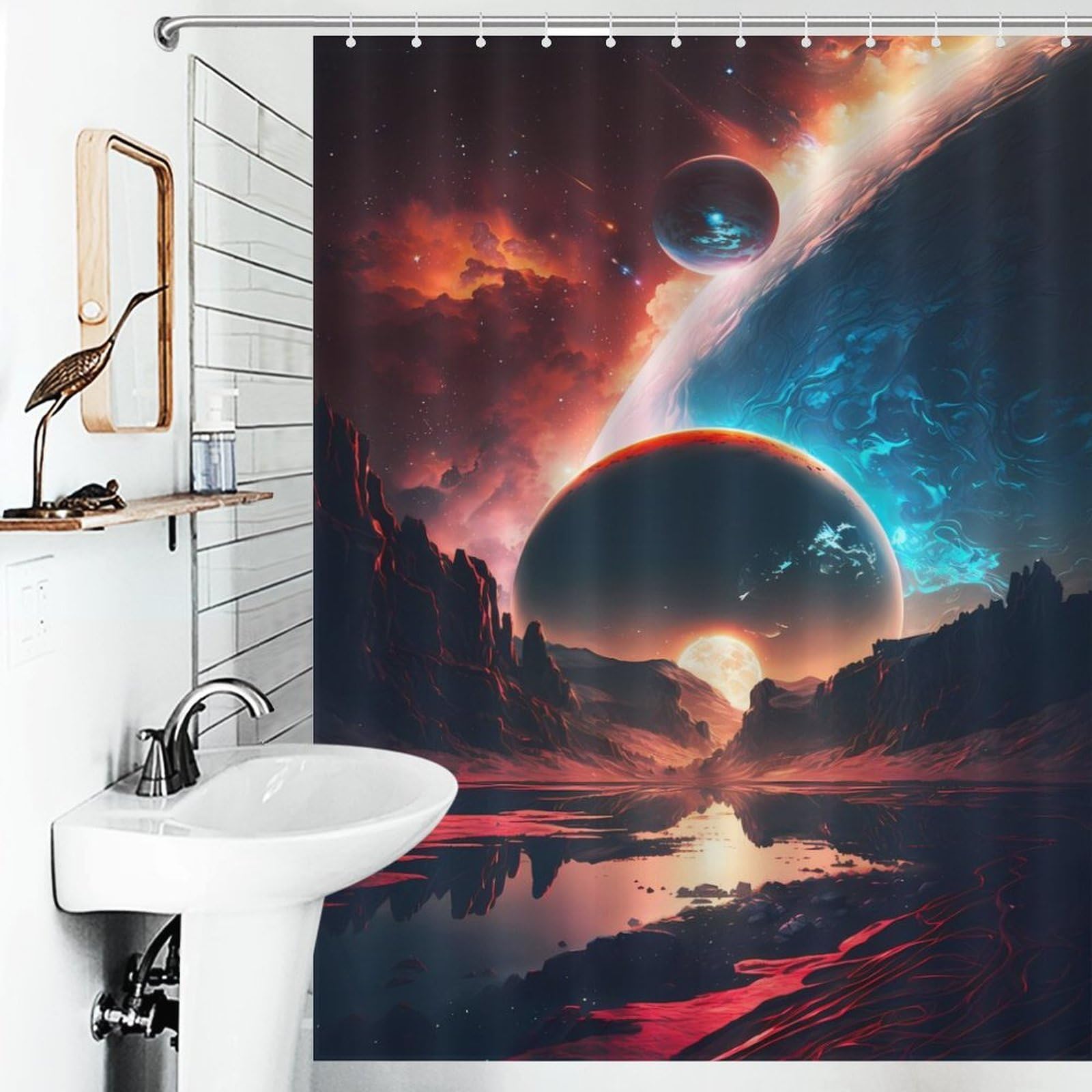 Rideau de baignoire Cosmic Sunset pour créer une ambiance moderne
