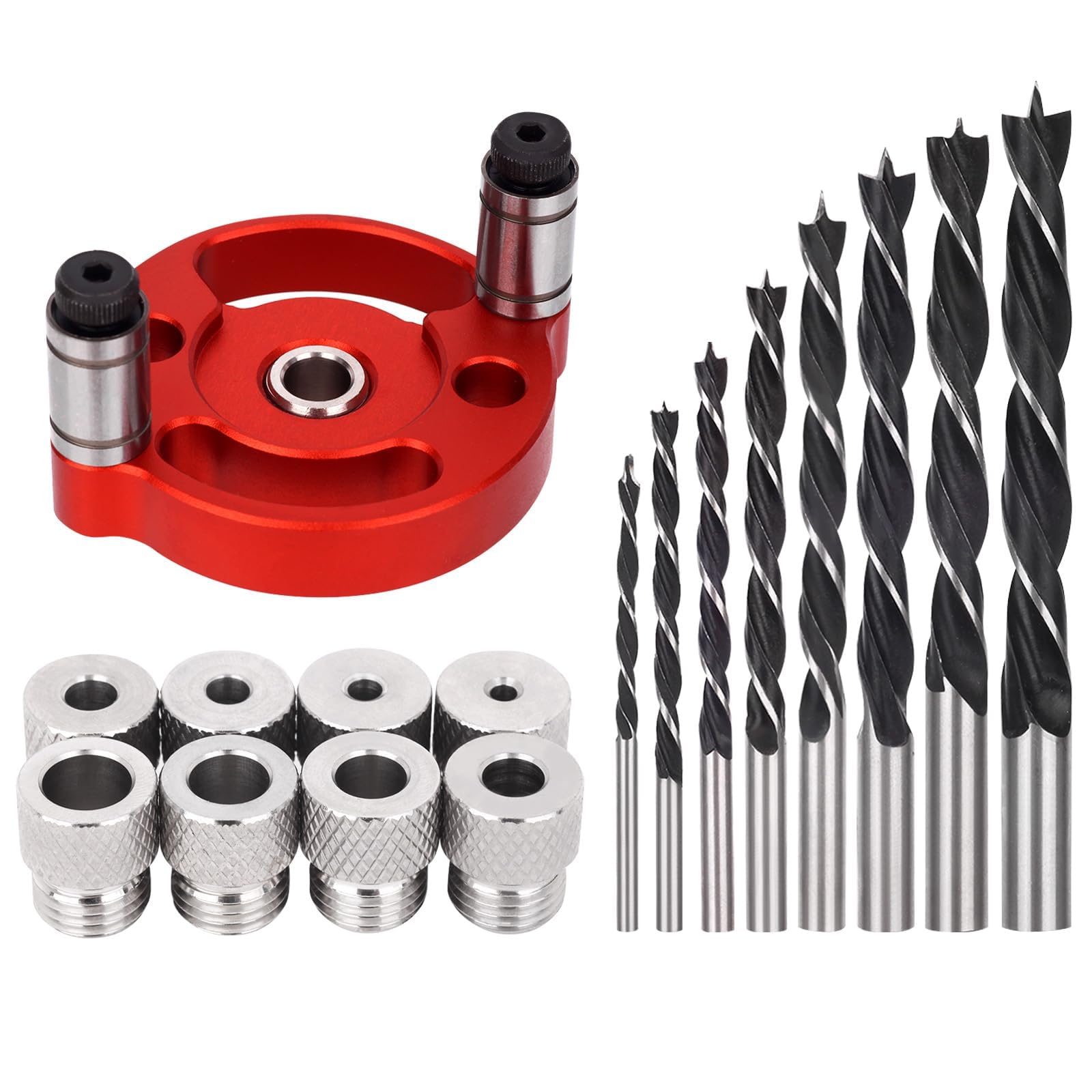 Woodworking Hole Drill Positioner Locator,Self Centering Doweling Jig, (Red)