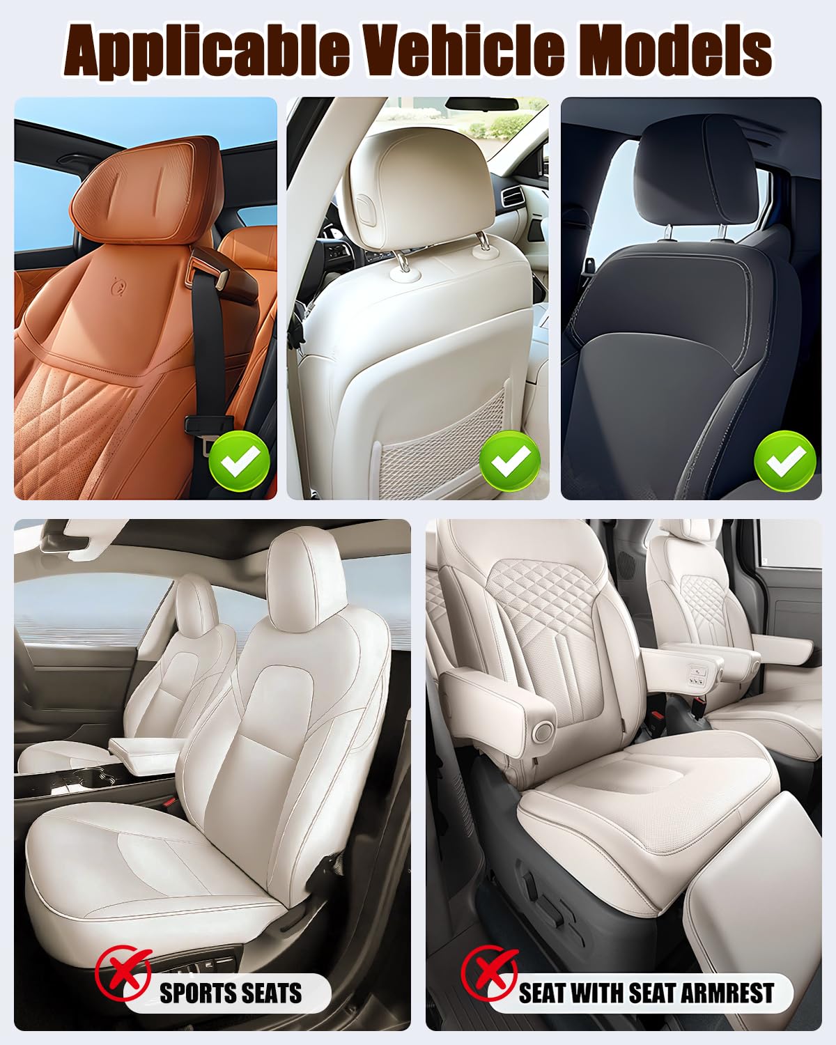 Organizador de asiento de coche – Soporte de pañuelos de tamaño completo, se adapta a pañuelos de 200 unidades, instalación estable, montaje lateral con 3 bolsillos de malla, piel sintética