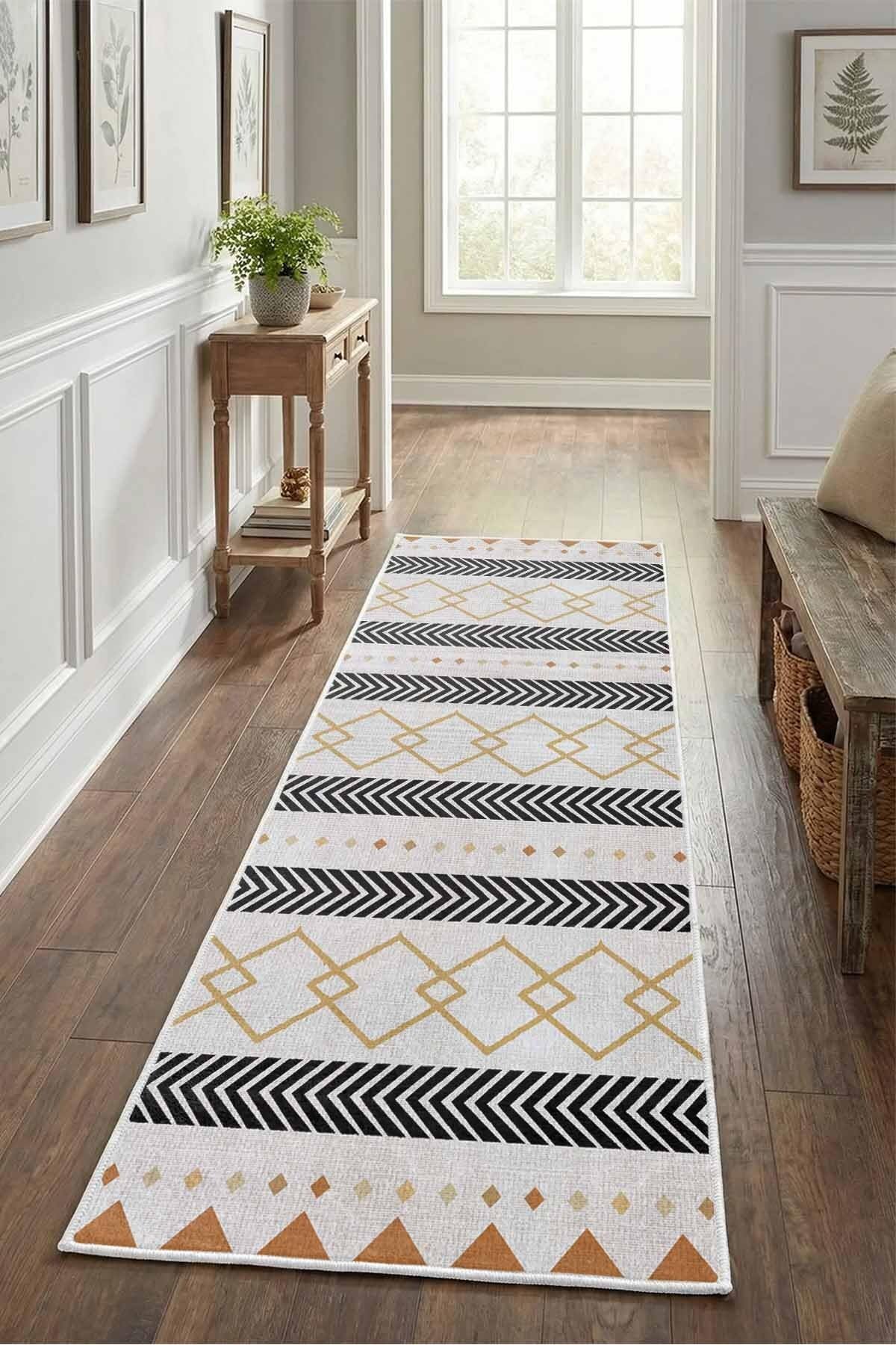 Monnhein Açık Gri Yolluk 1157 - Yıkanabilir, Kaymaz Taban, Dijital Baskılı, Leke Tutmaz, İnce Hav, Modern Koridor, Mutfak, Antre ve Salon için Dekoratif Yolluk