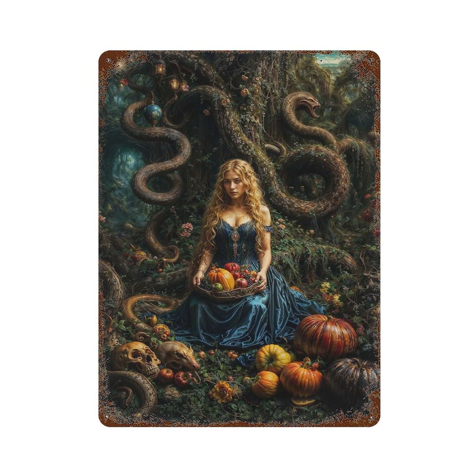 Eve 15.7"x11.8" Rustic Tin Plaque, Industrial Home Decor for Farmhouse, Kitchen And Entryway Decor