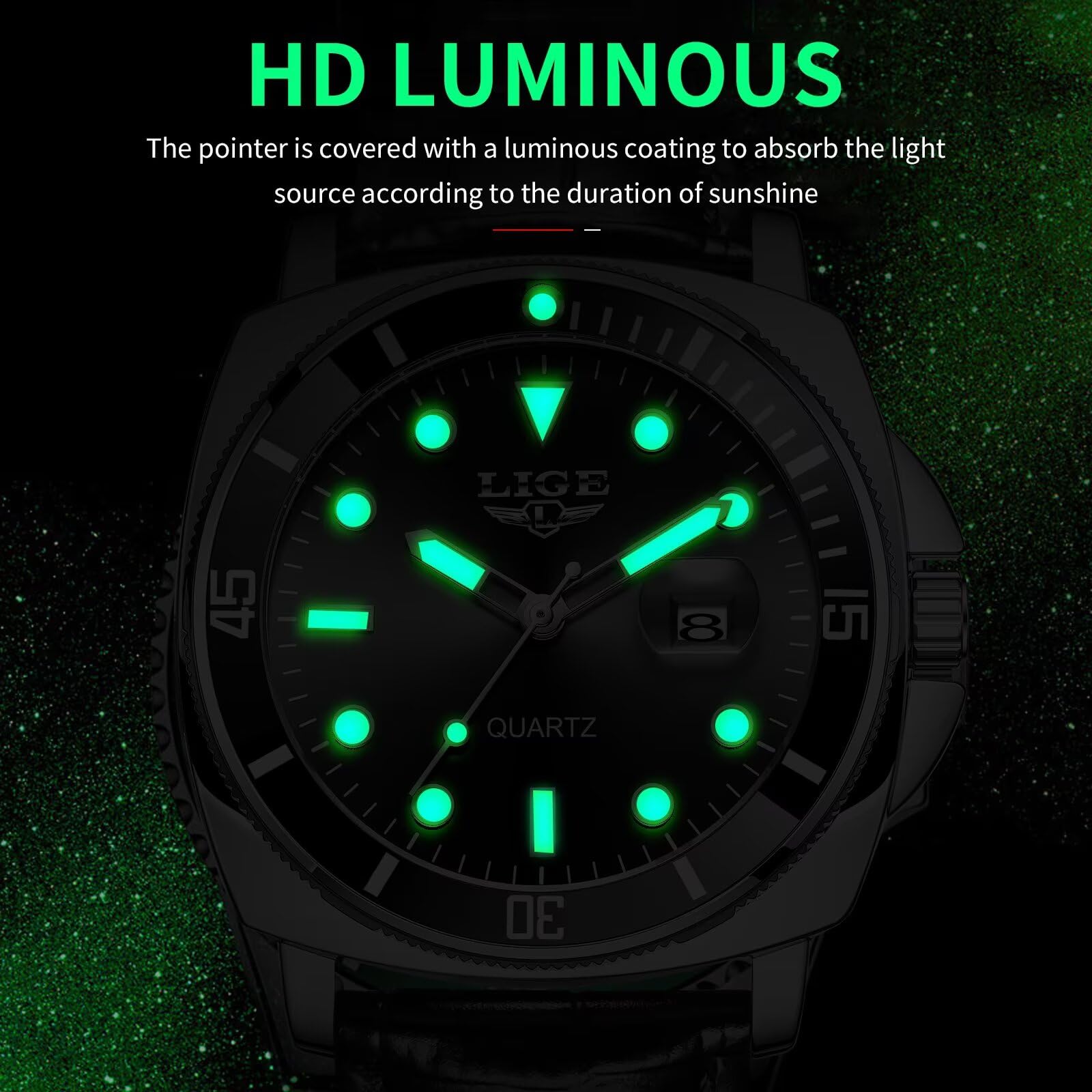 Quartz Watches for Men,Stainless Steel Waterproof Analog Watch,Luxury Big Face Durable Alloy Strap Mens Watches,Date Luminous Business Dress Watch for Men