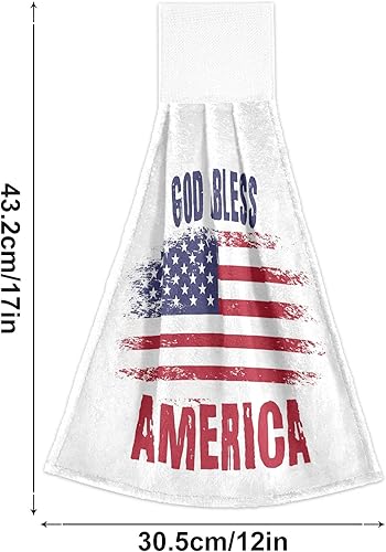 Miniatura 3 de OTVEE Juego de 2 toallas de cocina, toalla de mano colgante con bandera de Dios Bless America para decoración de cocina y baño