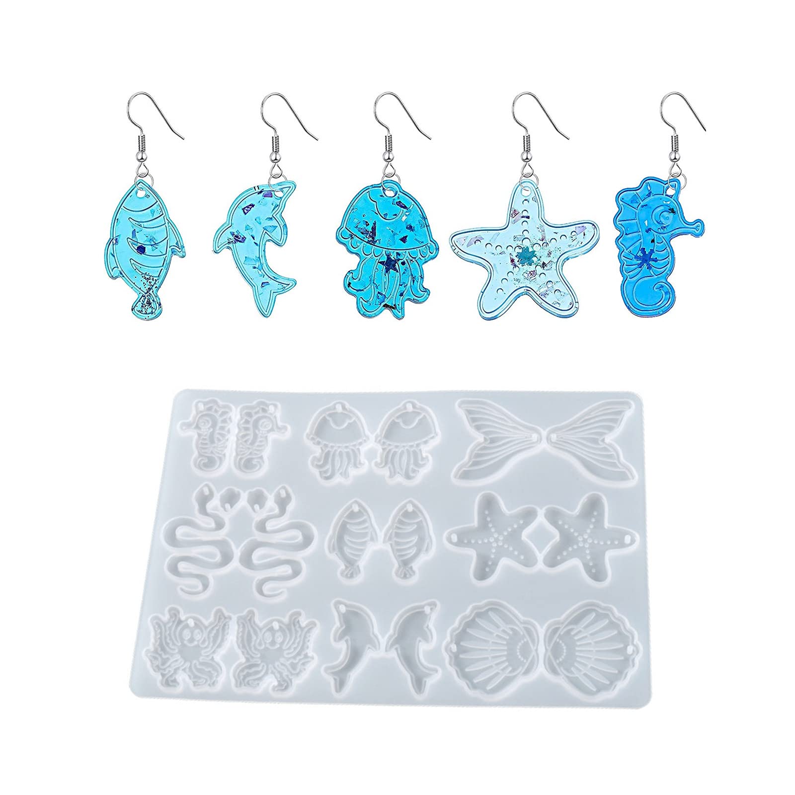 Stampo in silicone per orecchini a foglia in resina epossidica x1