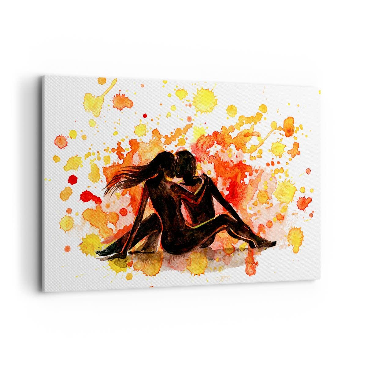 Cuadros Decoracion Salon Pareja beso multi-color luna de miel Lienzos decorativos 120x80cm Cuadro Sobre Lienzo Moderno Dormitorio Cuadros Pared Imágenes Wall Art Prints Decor Grande XXL AA120x80-2990