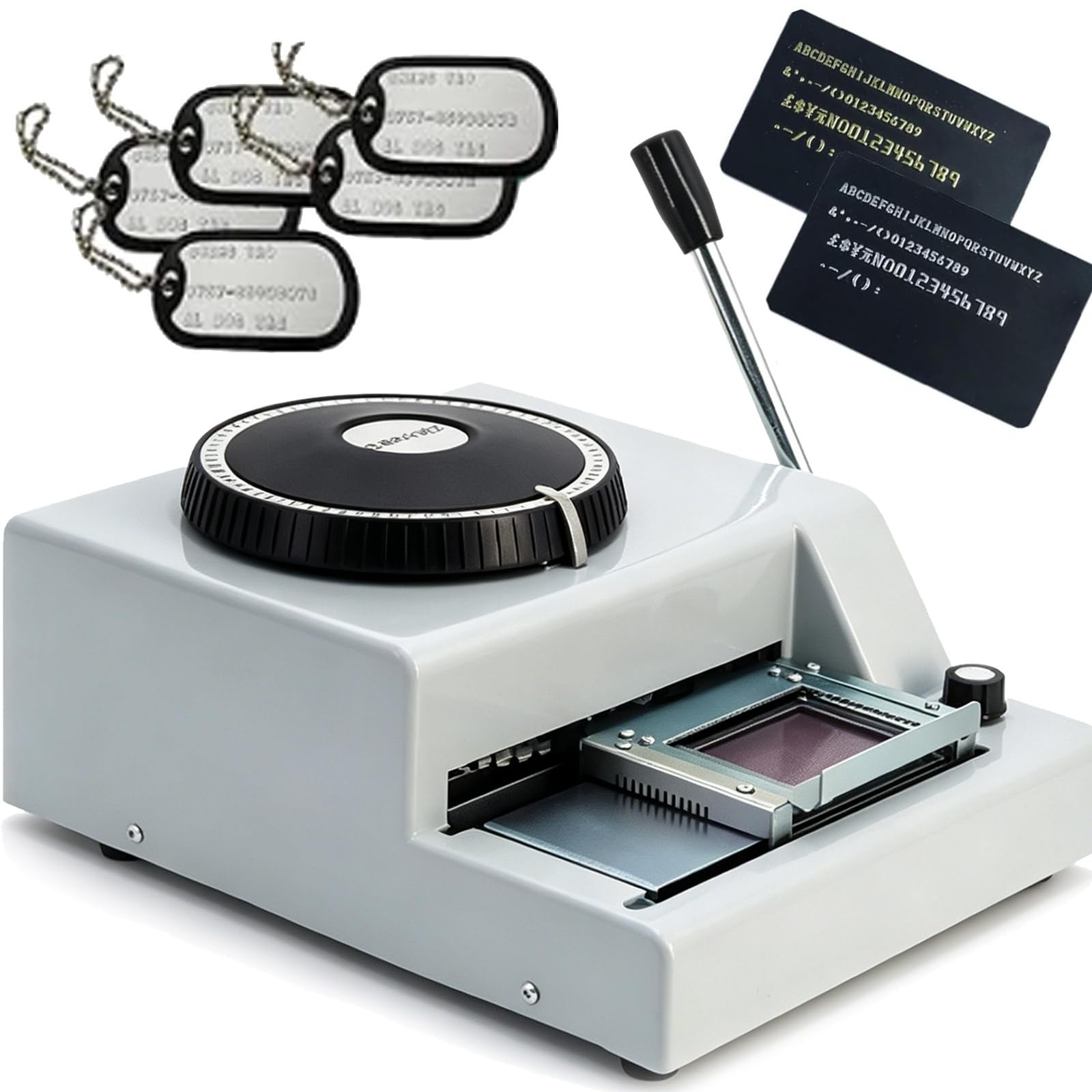 ZyKnaurral Aluminum Code Dog Tag 72 Characters Manual Embosser Machine, Coder Manual Stamping Machine, Stamping Adjustable 1/7-Inch and 1/10-Inch Intervals