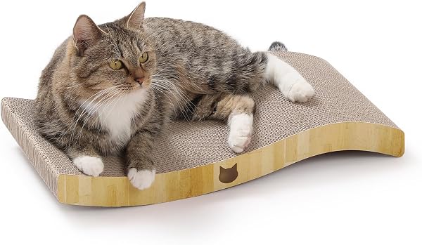 猫壱 爪研ぎ バリバリベッド ウェーブ ライトブラウン - 1