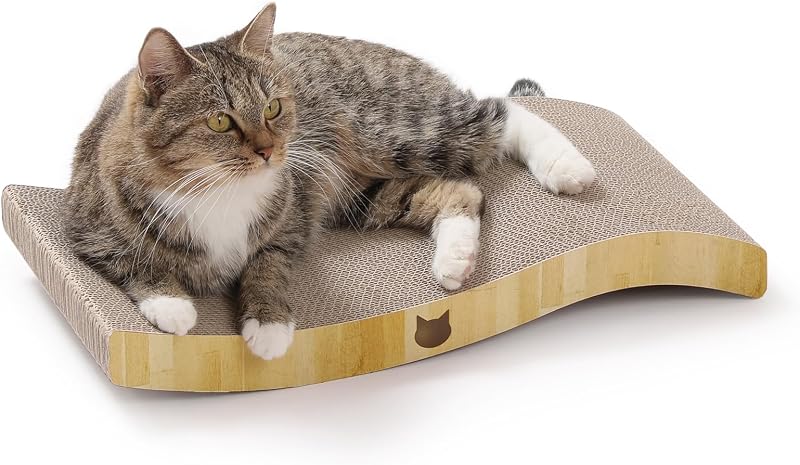 猫壱 爪研ぎ バリバリベッド ウェーブ ライトブラウン