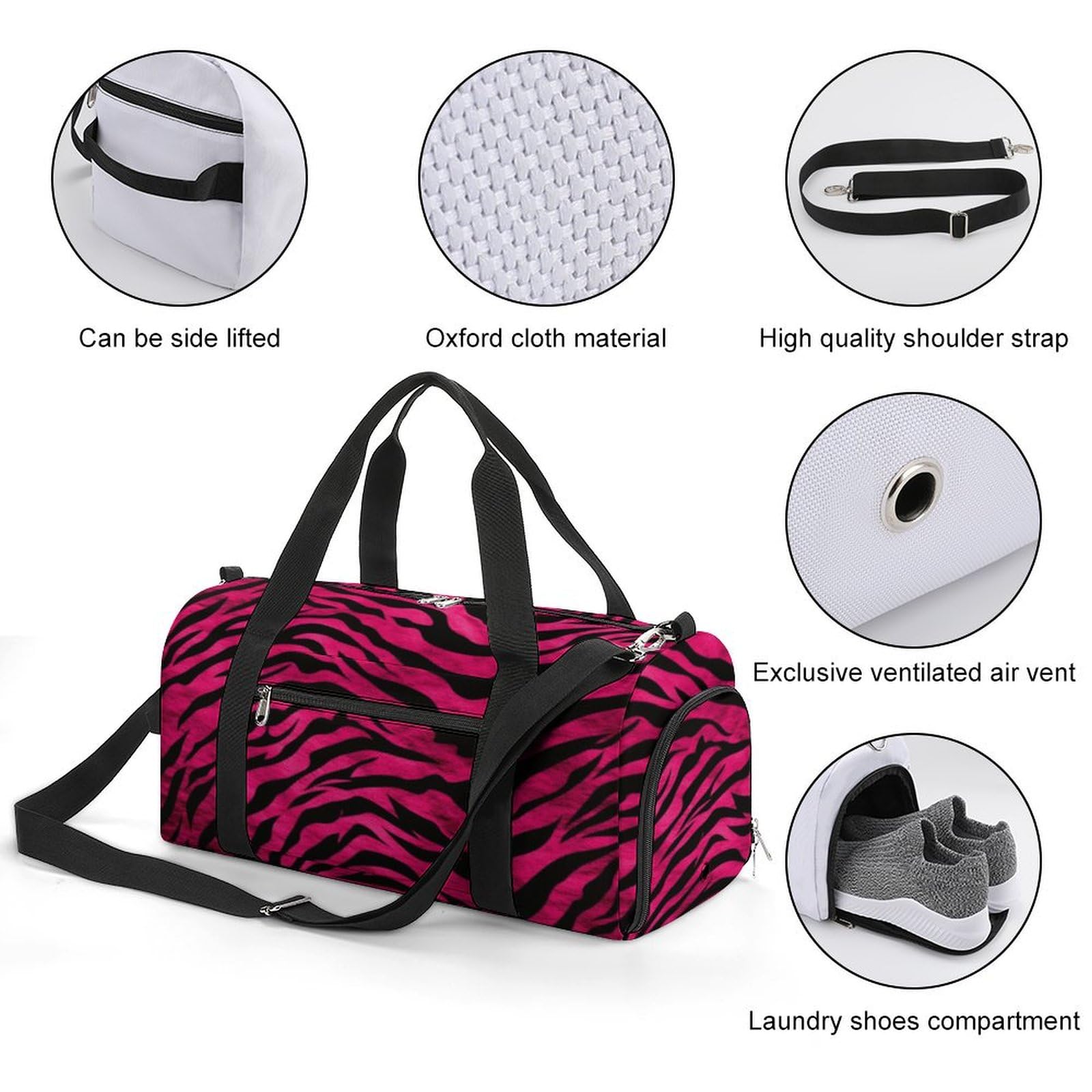 Turnbeutel für Damen und Herren, Zebra-Tiger-Leopardenmuster, wiederverwendbar, Turnbeutel mit Schuhfach, Stil, Einheitsgröße, modern, Stil:, Einheitsgröße, Modern