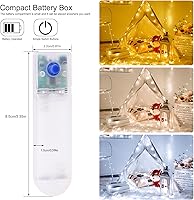 Vista 2 de 2 luces blancas cálidas y frías que funcionan con pilas, 16 pies, 50 luces LED de alambre de cobre plateado que cambian de color, luces parpadeantes