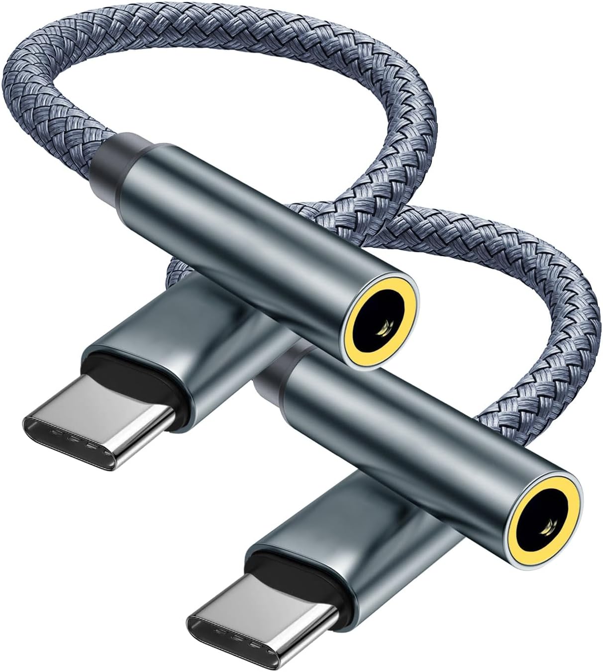 2 Pack USB C to 3.5mm Headphone Jack Adapter, 3.5mm to USB-C Jack Aux Nylon Cable, Male to Female Earphone Adapter for iPhone 15 series, iPad Pro/Air/mini, Samsung Galaxy, Pixel, HUAWEI, Xiaom, etc