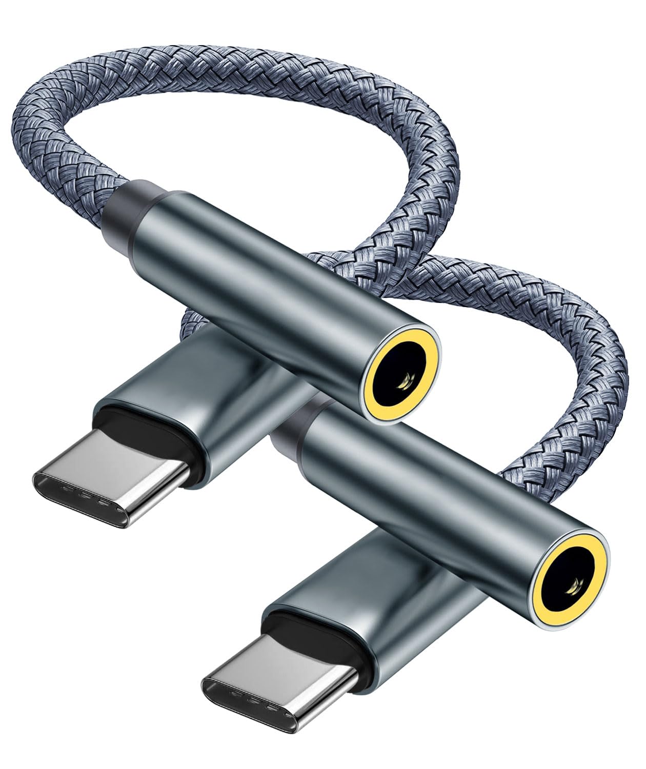 2 Pack USB C to 3.5mm Headphone Jack Adapter, 3.5mm to USB-C Jack Aux Nylon Cable, Male to Female Earphone Adapter for iPhone 15 series, iPad Pro/Air/mini, Samsung Galaxy, Pixel, HUAWEI, Xiaom, etc