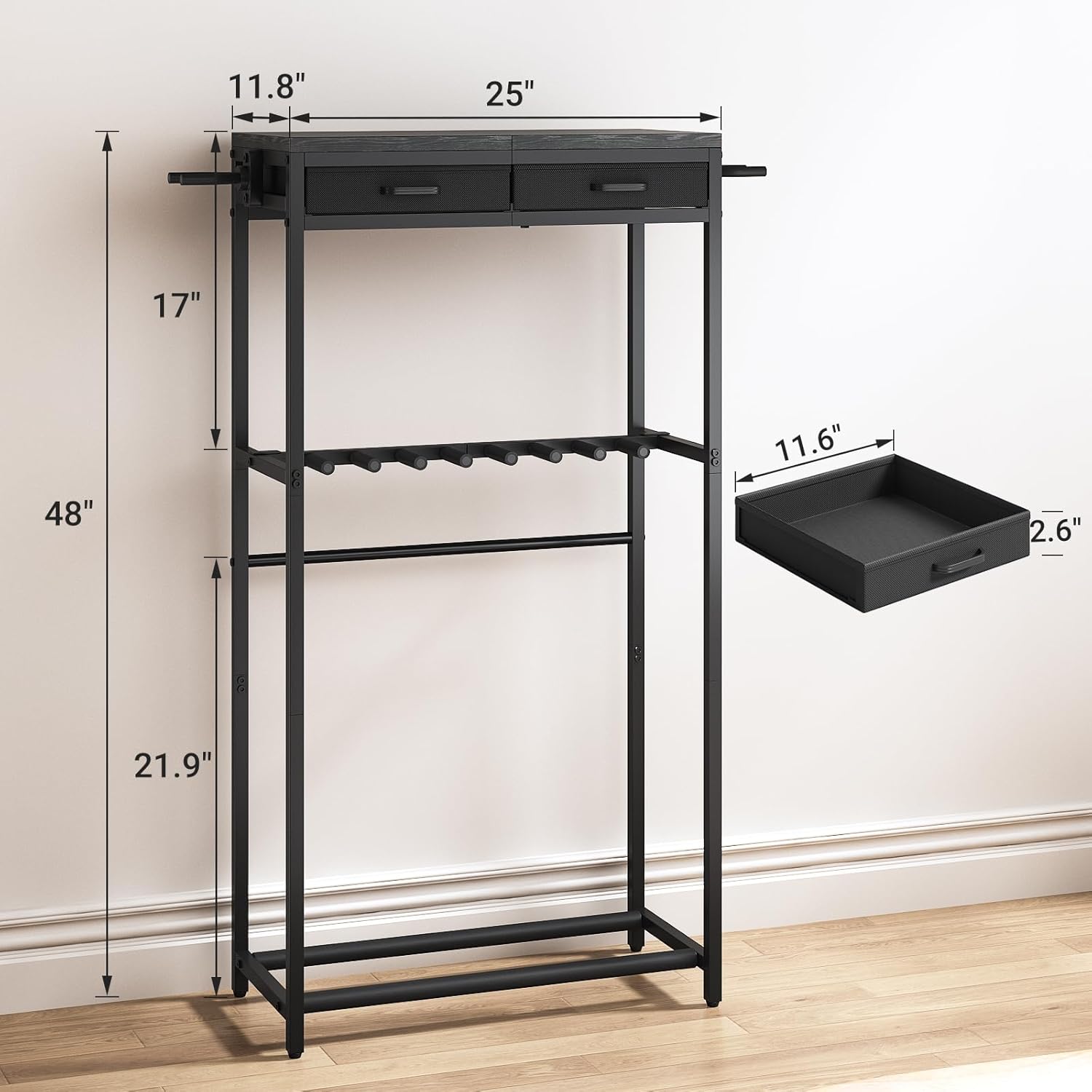 ELYKEN Guitar Stand, Guitar Rack with 2 Hangers and Storage Drawers for Guitar Accessories, Multiple Guitar Holder for Acoustic Electric Guitar, Bass, Ukulele, Instrument, Music Studio, Black