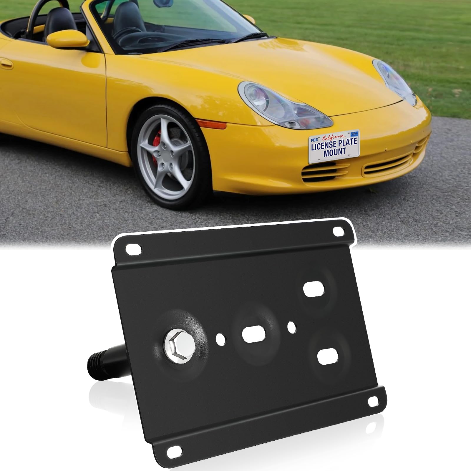 Photo 1 of Front Bumper License Plate Mount Compatible with 1994-2011 Porsche 911 924 and 1997-2004 Boxster No Drill Front Tow Hook License Plate Frame Anti-Theft Bracket Holder Mounting Kit Car Accessories