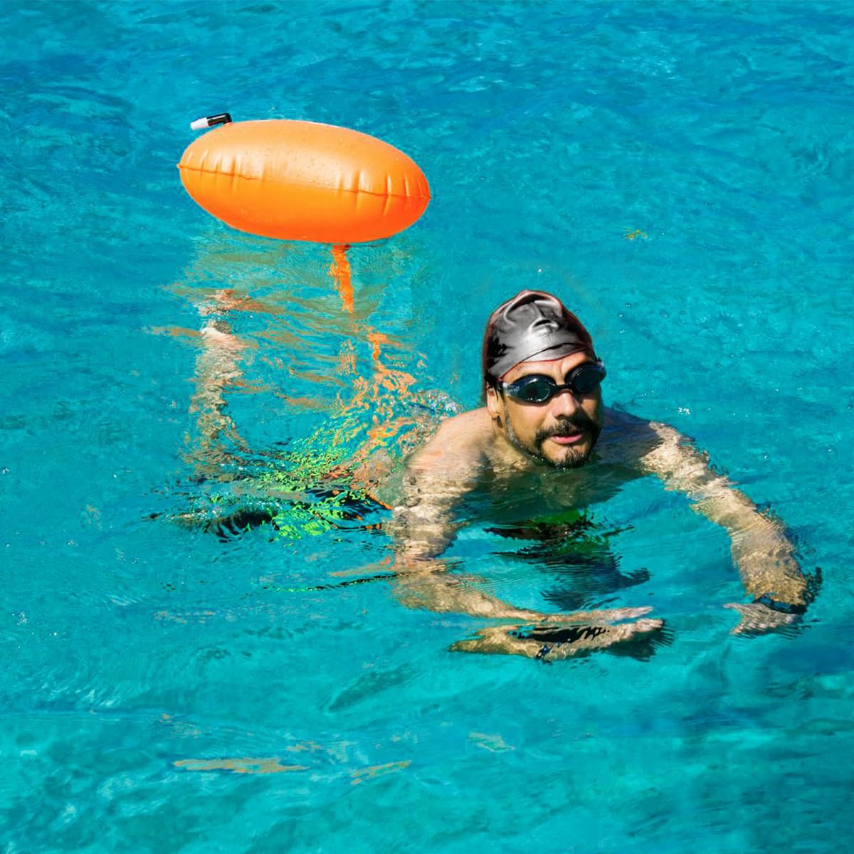2 Pack Schwimmen Boje Schleppschwimmer für Open Water Schwimmen gut sichtbar Schwimmer Dry Bag wasserdicht aufblasbare PVC Schleppschwimmer für Triathlons