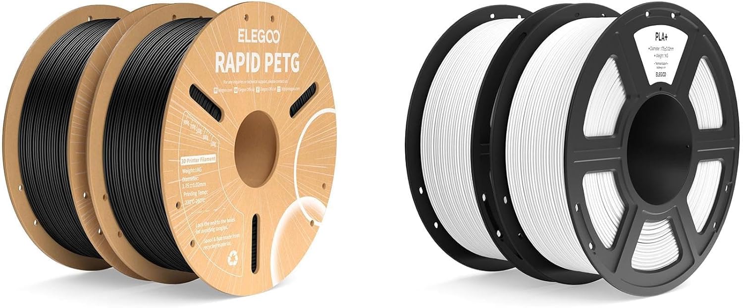 Rapid PETG Filament Black 2KG & PLA+ Filament White 2KG