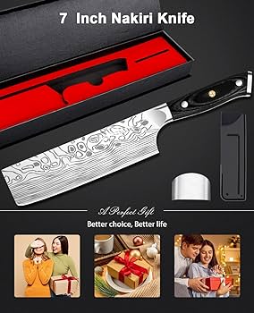 Amazon.com: MOSFiATA 7” Nakiri Chef's Knife with Finger Guard