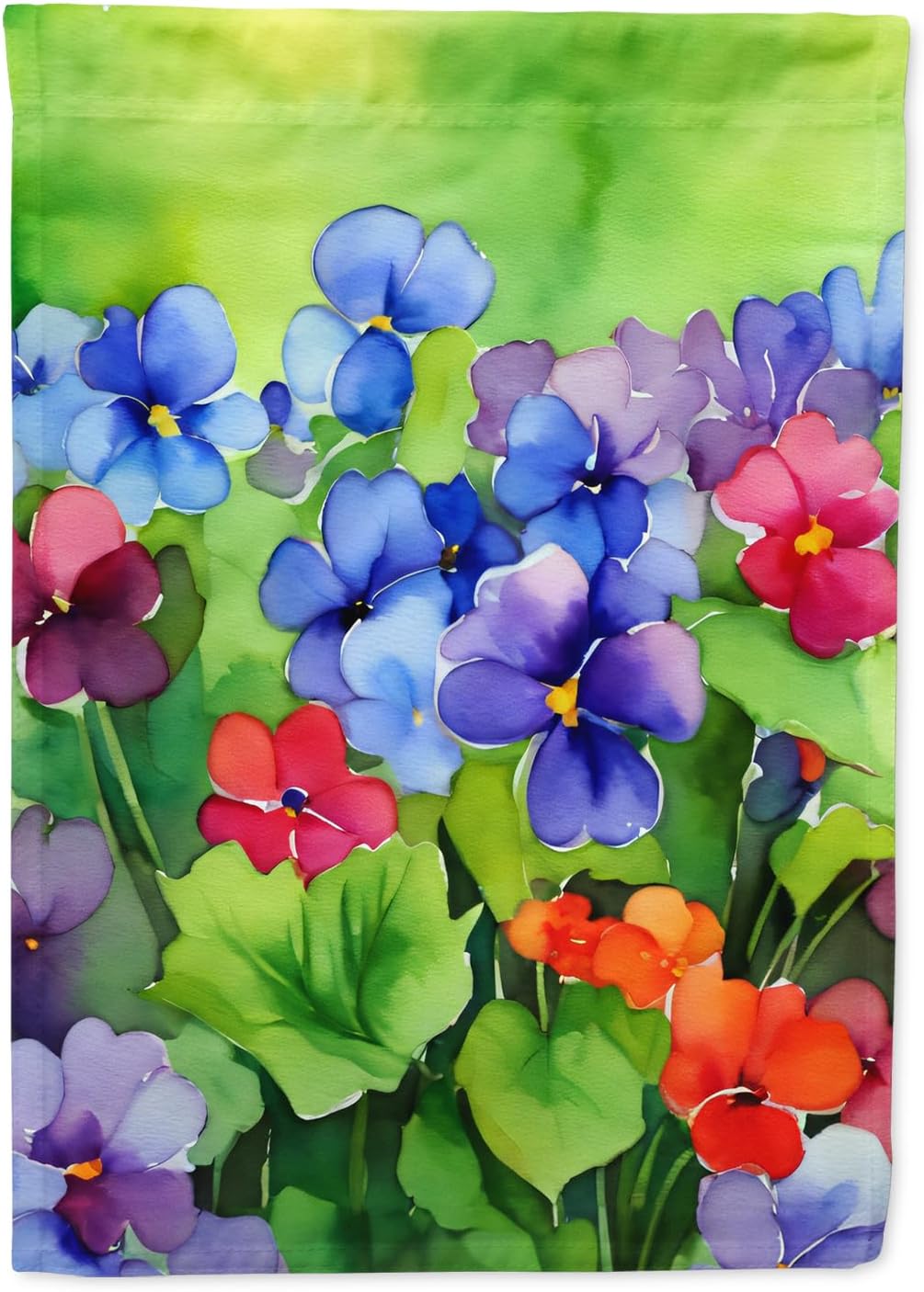 Caroline's Treasures Illinois Violet in Watercolor House Flag Large Porch Sleeve Pole Decorative Outside Yard Banner Artwork Wall Hanging, Polyester, House Size, Multicolor