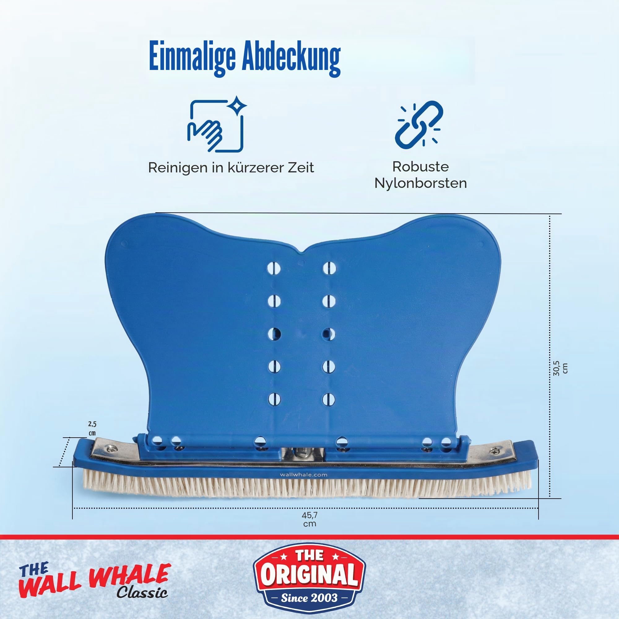 The Wall Whale Classic WW18Res Schwimmbadbürste, 45,7 cm, Blau